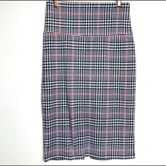 Happening in the present pencil skirt Houndstooth print Red white black M BoxK - Picture 1 of 4